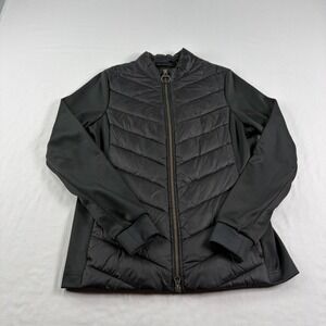 Barbour Jacket Womens Size 6 Black Quilted Hargate Sweat Full Zip Coat